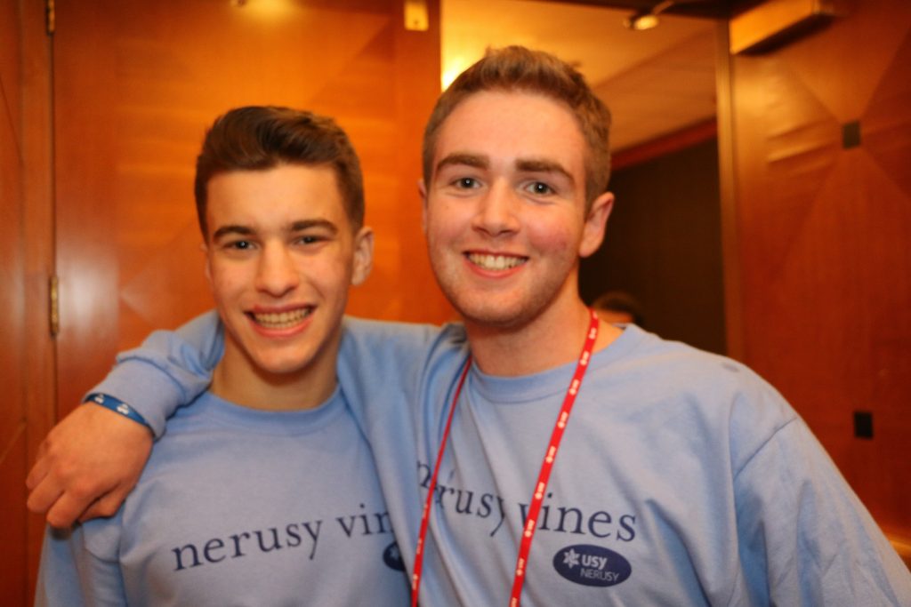 Jewish teen males smiling at USY International Convention